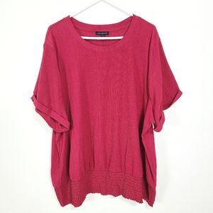 Lane Bryant | NWT Textured Short Sleeve Blouse Wine Size 26/28